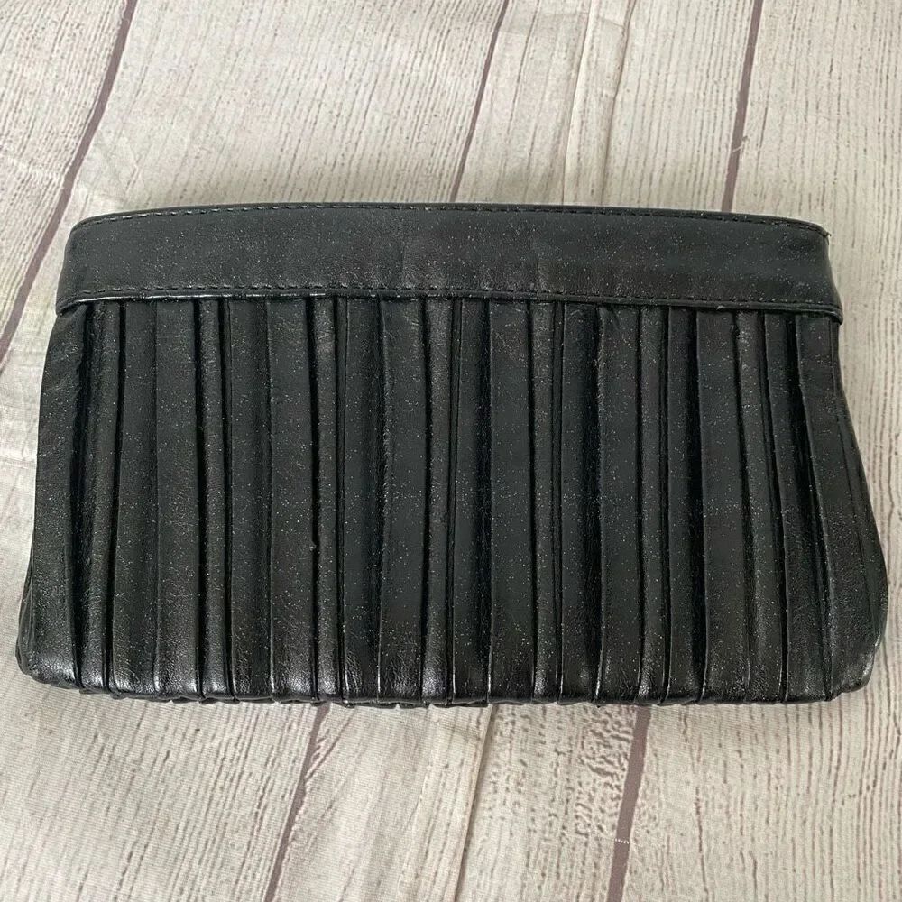 Express women mini clutch or cosmetic bag black shimmer 8.5”x5”